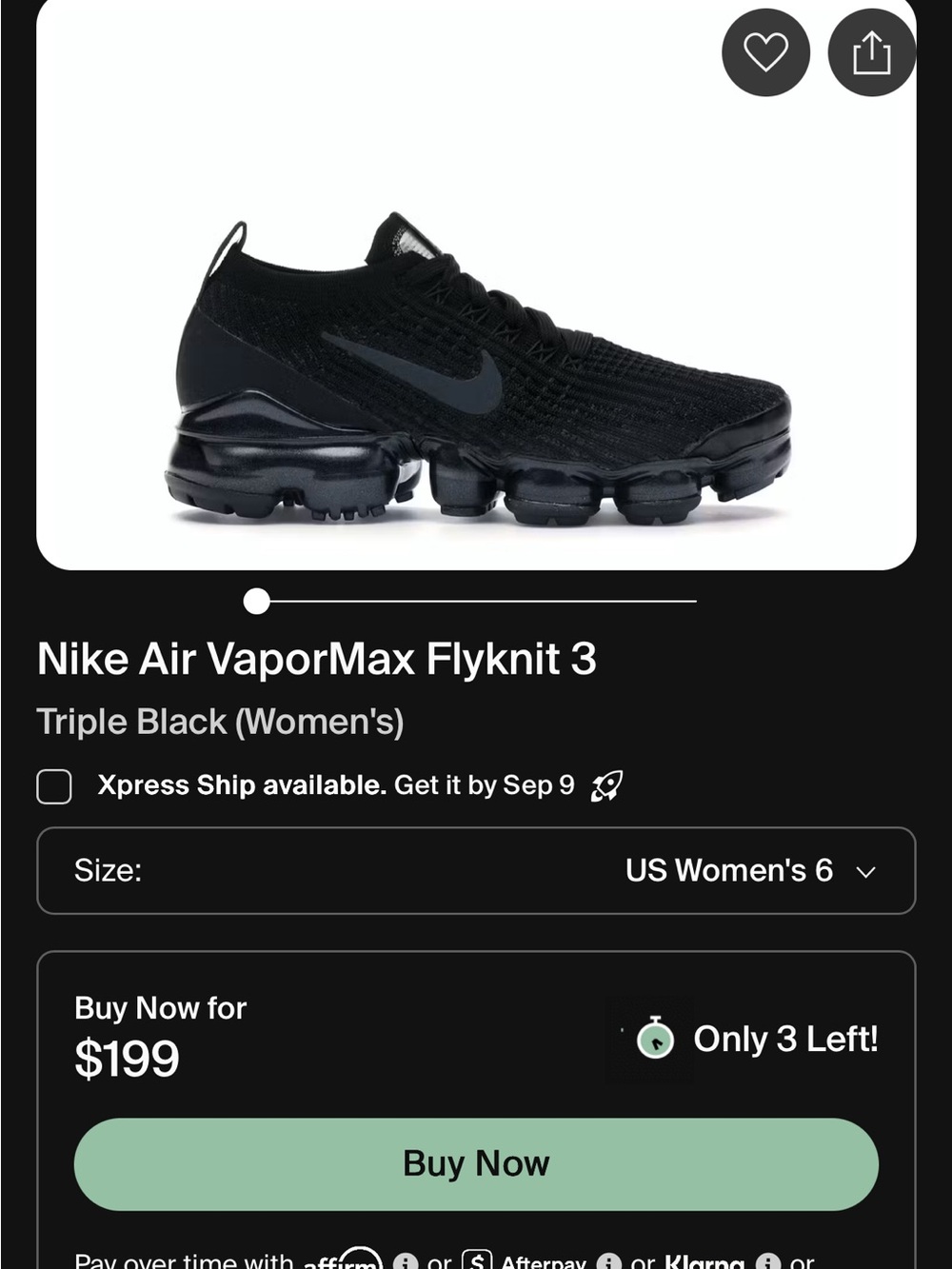 Nike VaporMax Flyknit 3 Women's Sneakers - Black,